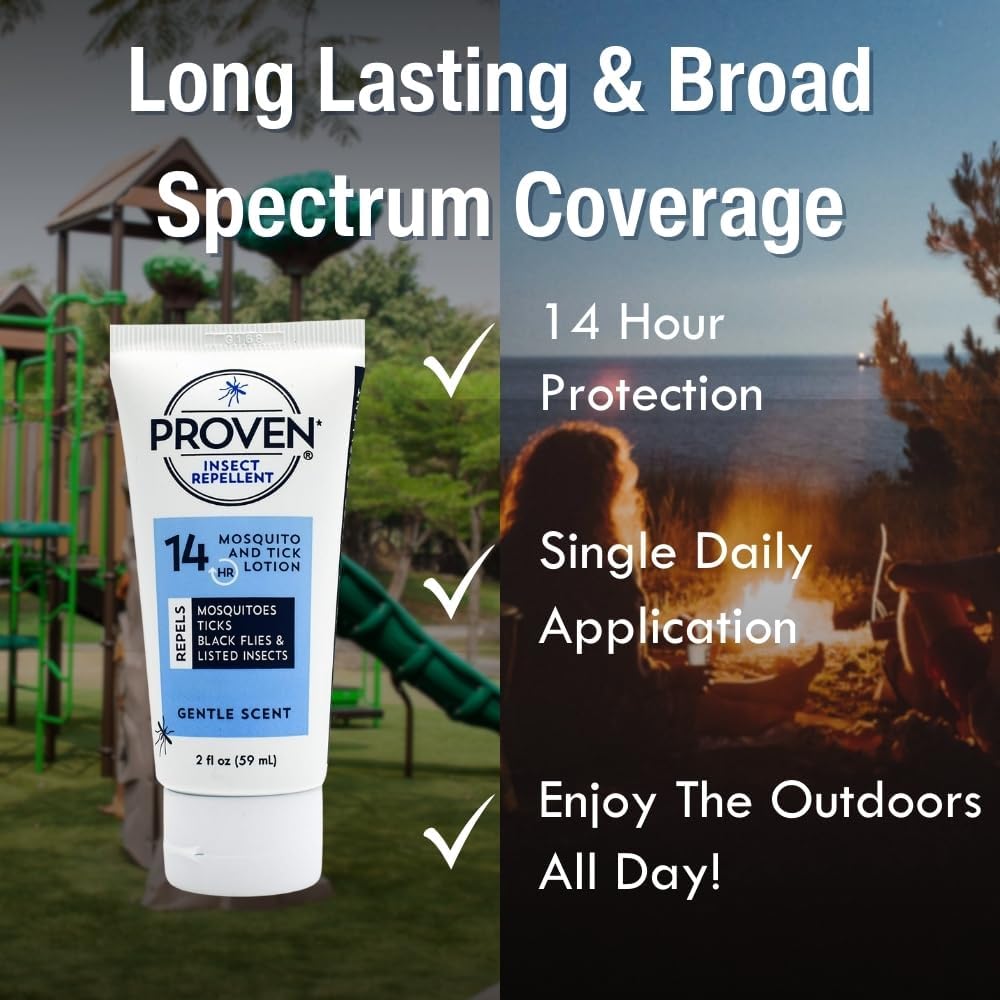 Proven Insect Repellent Lotion, Keep Mosquitoes, Ticks and Flies Off, DEET Alternative Repellent, Up to 14-Hour Protection, Great for Outdoor Camping and Hiking, 6 Ounce, Odorless Lotion