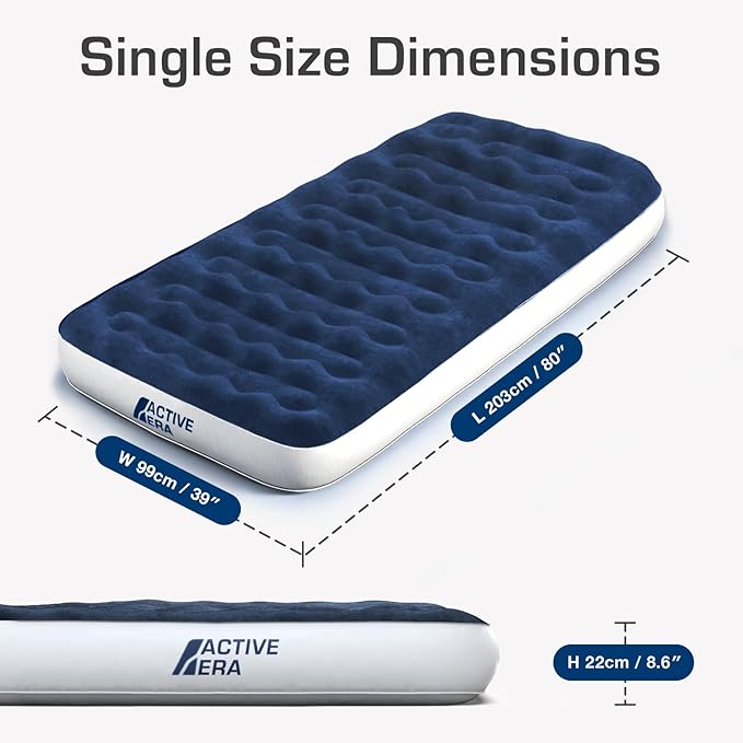 Active Era Luxury Camping Air Mattress with Built in Pump - Twin Air Mattress with USB Rechargeable Pump, Travel Bag - Single Air Mattress for Tent Camping