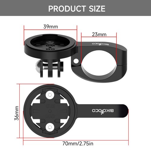 BIKOOCO Bike GPS Computer Mount- Short Version Bike Computer Mount for Aero Bars, Black Aluminium Bike Mount for Garmin,for Combo & for GoPro Action Camera