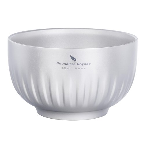 iBasingo 500ml Titanium Bowl Double Walled Oatmeal Food Rice Soup Bowl Ultralight Portable Tableware Outdoor Camping Metal Bowl Ti1165T