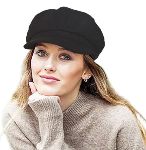 Women Beret Newsboy Hat, Fall Baker Boy Hat Women, 8 Panels Beret, Winter Paper Boy Cabbie Newspaper Boy Hat Black