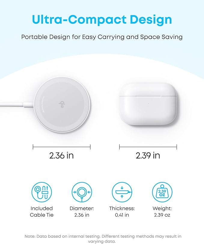 Anker Zolo Magnetic Wireless Charger, Qi2 Certified 15W MagSafe-Compatible Wireless Charging Pad, for iPhone 16/15/14/13 Series, AirPods, and More (Adapter Not Included) (White, 1 Pack)