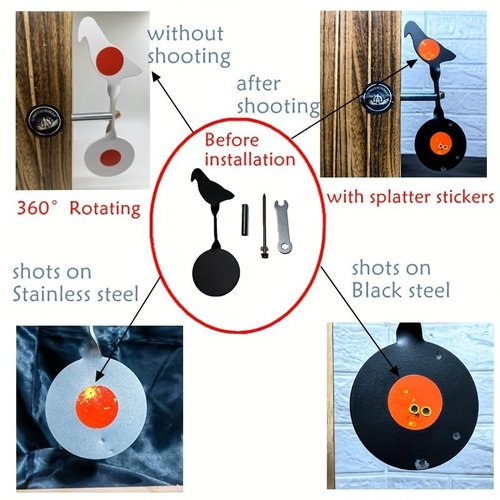 Wingswinmax Bigger Bird Spinner Air Gun Target 19.3cm/7.6" Slingshot Target 360° Rotating Screwed-Type Steel OR Stainless Steel Plinking Target Bird BB Air Gun Target (Silver Stainess Steel 2mm)