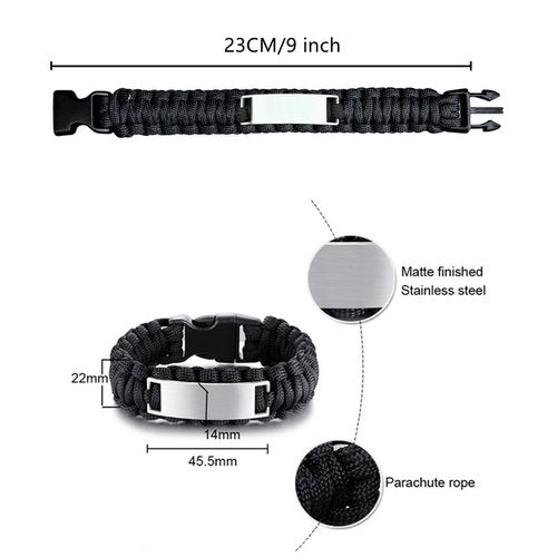 Saint Michael Paracord Bracelet - Tactical Survival Bracelet for Men with Archangel Prayer Scripture,Archangel St Michael Protetion Bangle Catholic Christian Gifts for Dad,Husband,Son (Black)