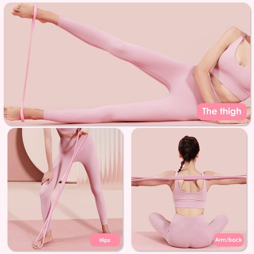 Adorila 2 Pack Figure 8 Resistance Bands with Handles, Silicone Exercise Bands for Women, Elastic Rope Stretch Fitness Band for Arm, Back, Chest, Shoulder, Legs (15LB Pink, 25LB Blue)
