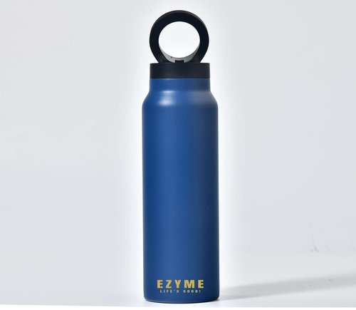 EZYME Magnetic Phone Holder Water Bottle - Stainless Steel Hot & Cold Insultaed Water Bottle w/Tripod Phone Holder (Blue)