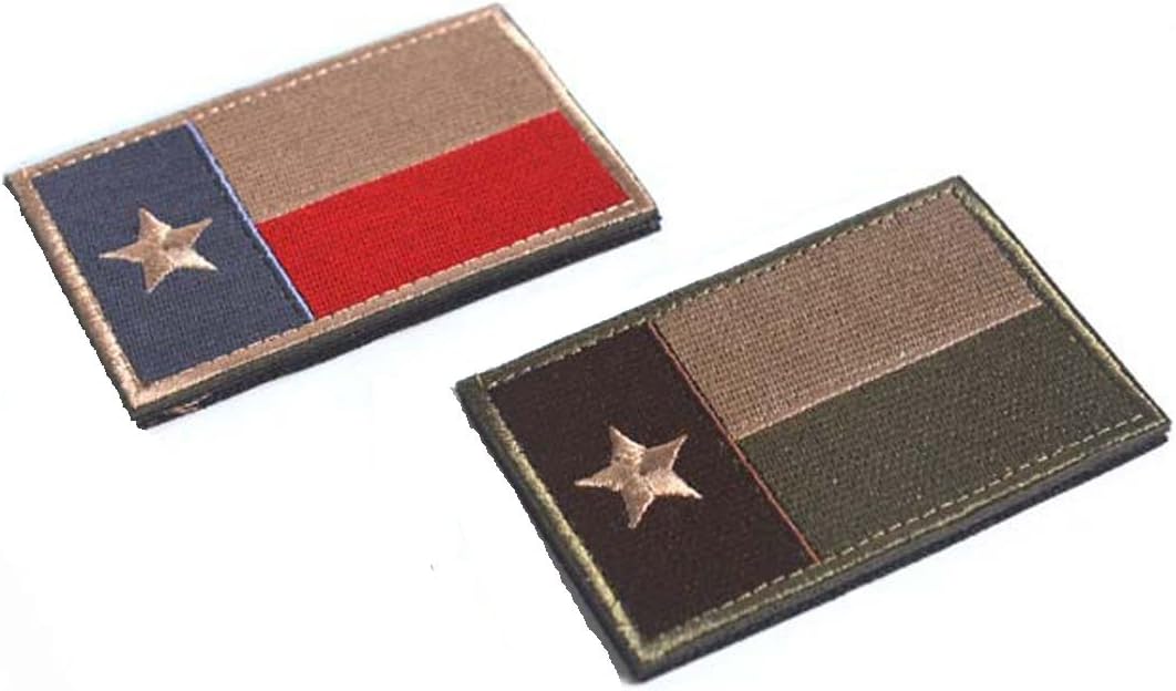 Texas State Flag Military Tactical Morale Desert Badge Hook & Loop Embroidery Patch for Hat Backpack Jacket (Texas State Flag - D)
