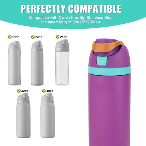 Gosknor 3pcs Replacement Button Compatible with Owala FreeSip 24oz 32oz, Water Bottle Lid Mouth Push Switch Top Cap Seal Stopper Replacement Parts for Owala 16/19/24/32/40oz Accessories(Cyan)