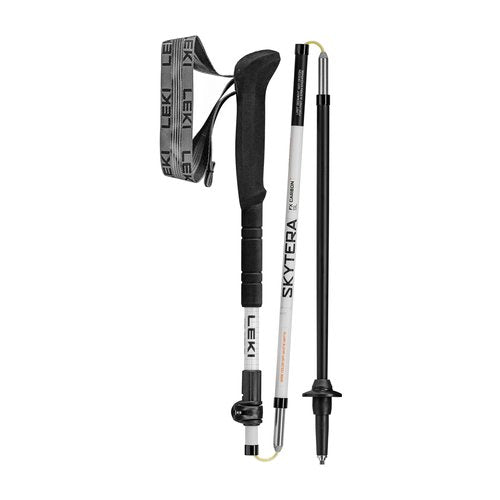 LEKI Skytera FX Carbon SL Collapsible Adjustable Lightweight Walking Poles for Thru-Hiking, Fast-Packing, & Mountaineering - White-Black-Orange - 110-130 cm
