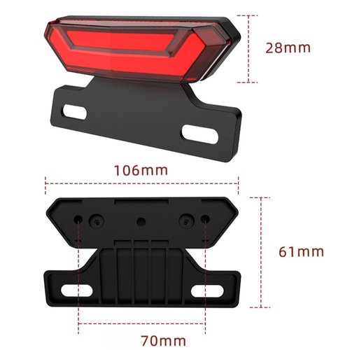 MOONDKIST Electric Bicycle Rear Light, 2 in 1 Bicycle Tail Light Running Light Brake Light, 36-48V Bicycle Accessories Safety Warning Lights, Tail Light Accessories