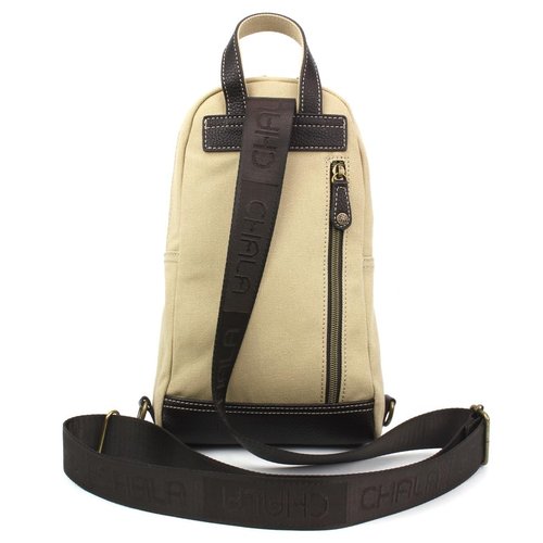 CHALA Canvas Sling Bag Women RFID Protected Canvas Crossbody Backpack with Adjustable Strap (Bird - Sand)