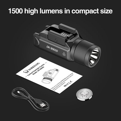 DARKFANG Tactical Flashlight 1500 Lumen for Shotgun/Pistol Light with Momentary/Strobe Function for 1913 Picatinny Rail