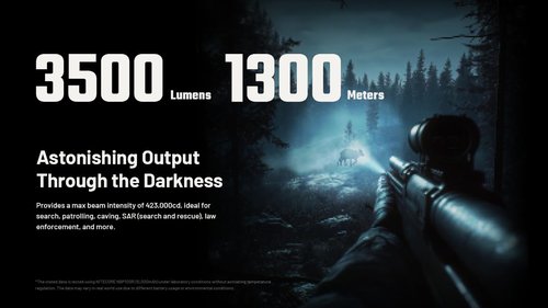 Nitecore MH40 Pro 3500 Lumen Long Throw Flashlight with USB-C Rechargeable Battery, Pressure Switch and Sticker