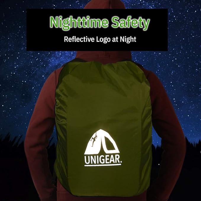 Unigear Backpack Rain Cover Waterproof Rating 5000mm, Ultraportable and Durable with 2 Anti-Slip Buckle Strap, Integrated Carry Pouch Design