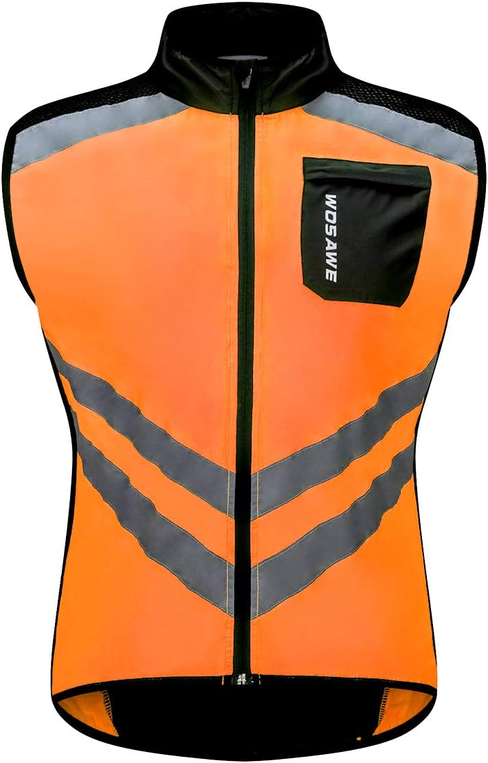 WOSAWE Men's High Visibility Cycling Wind Jacket Water Resistance Reflective Windbreaker