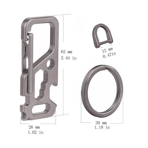 Titanium Carabiner Clip for Keys,Multifunctional EDC Keychain with Keyring,Backpack Accessory,Cool Gadget for Daily Use (04 Grey-Dring)