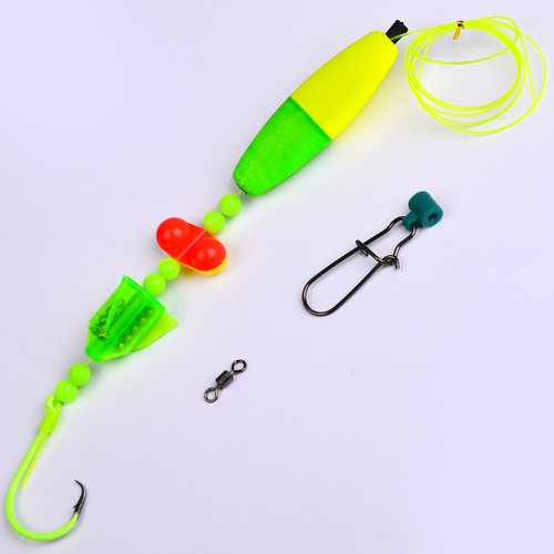 PROBEROS Catfish Rigs Fishing Rig - Bank Fishing Catfishing Tackle Floats Rattler Beads Rig Kit with Snaps 10/0 Circle Hooks Catfishing Rigs 5pcs/Set