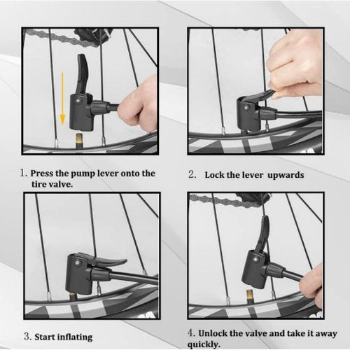 WWJ Manual Bike Tire Pump, Floor Bicycle Air Pump, Compatible Presta Valve Adaptor Portable Floor Pumps for Road Mountain Bikes and Car, Sports Balls High Pressure 140PSI with Tank