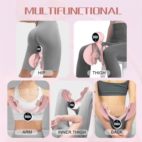 Thigh Master Thigh Exerciser, Kegel Exerciser for Pelvic Floor Muscle, Inner Thigh Exerciser for Butt, Arm, Leg Workout, 4 Levels Adjustable Resistance, Exercise Equipment with Counter Rechargeable