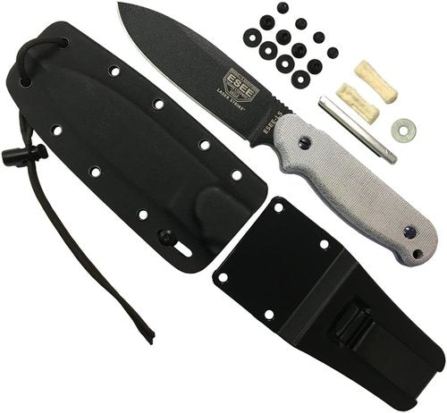 ESEE LS-P-E Laser Strike Black, Micarta Handle, Black Kydex Sheath