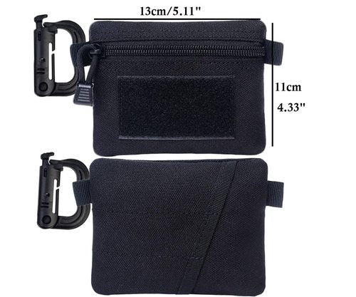 Tactical First Aid Pouch + Compact EDC Pouch, Utility Military Belt Waist Bag Pack with Flag Patch for Hiking, Traveling, Outdoors (Black)