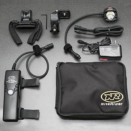 NiteRider Pro 2200 Race Front Bike Light – 2200 Lumen Rechargeable (4-Cell) MTB Headlight – 7 Modes w/Fuel Gauge Helmet & Handlebar Mount IP64 Dust, Impact, Waterproof 25hr Runtime Night Riding