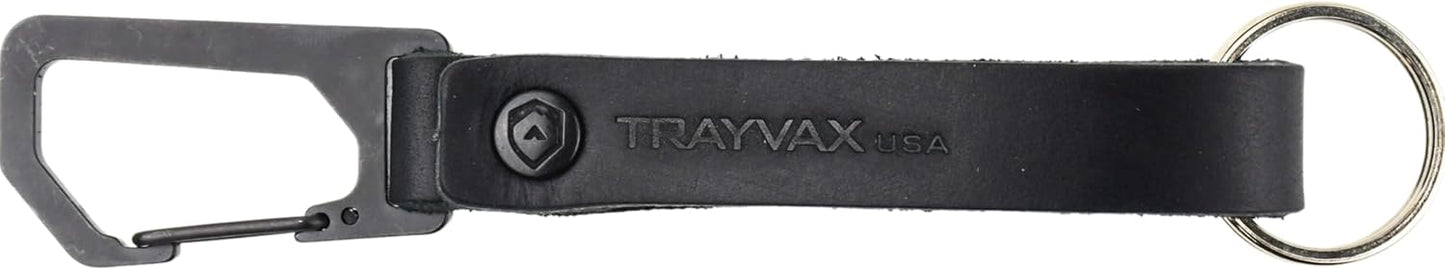 Trayvax Keyton Leather Keychain, Quick Release Carabiner Clip Key Chain for Men and Women, Stainless Steel