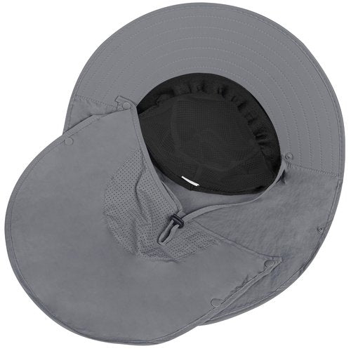 Rosoz Sun Hat for Men Women with Neck Flap,Wide Brim UPF50+ Fishing Hat with Detachable Face Cover Outdoor Sun Protection Hat