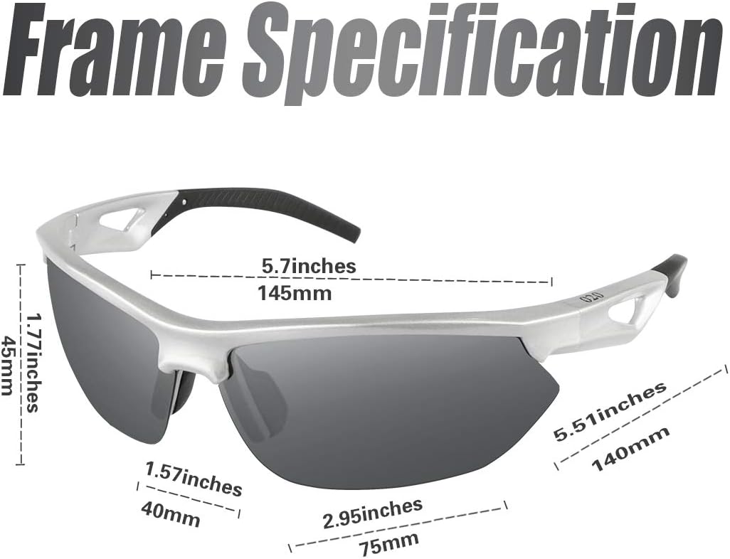 O2O Polarized Sport Sunglasses Wrap Around for Men Women Youth Teens Biking Driving Golf Baseball Cycling Fishing Running