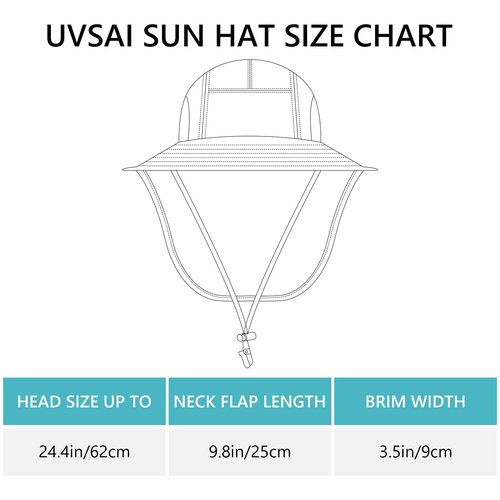 UVSAI UPF 50+ Foldable Sun Hats Wide Brim with Large Neck Flap for Men Women UV Protection Gardening Fishing Beach Hat Beige