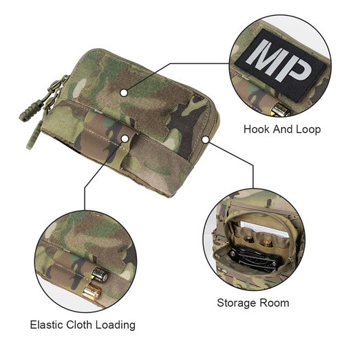 Tactical Admin Panel Pouch Small Chest MOLLE Pouch for Tactical Bag JPC2.0 AVS CPC with MOLLE System 500D Nylon(Camo)