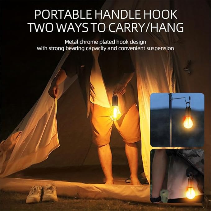 Camping Lights Rechargeable, Tent Lights, Camping Essentials, Flashlights for Camping with 3 Lighting Degree, Timer Function, Hand Camping Lantern for Hiking, Backpacking, Emergency Outage