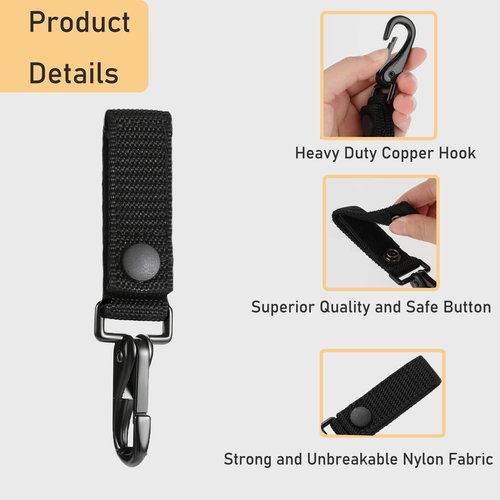 Heavy Duty Belt Keeper Clip, Strong Metal Police Key Chain Clip for Law Enforcement Police Belt Accessories Military Molle Hook(T-Black 2Pack)