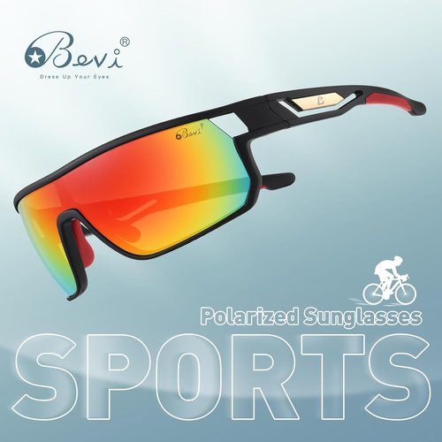 Bevi Polarized Sports Sunglasses TR90 Unbreakable Frame for Men Women Running Cycling Baseball