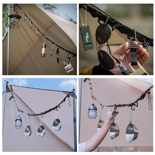 BSGB 2PCS Outdoor Portable Camping Hanging Rope Portable Tent Clothesline Lanyard Lightweight Shoulder Strap Tent Hanging Lanyard Multifunctional Trekking Rope Campsite Storage Lanyard