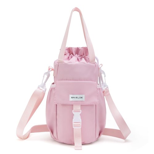 BAVELOE Water Bottle Holder with Strap Phone Pocket 32oz 40oz 64oz Tumbler Water Bottle Carrier Sling Bag Crossbody (Pink)