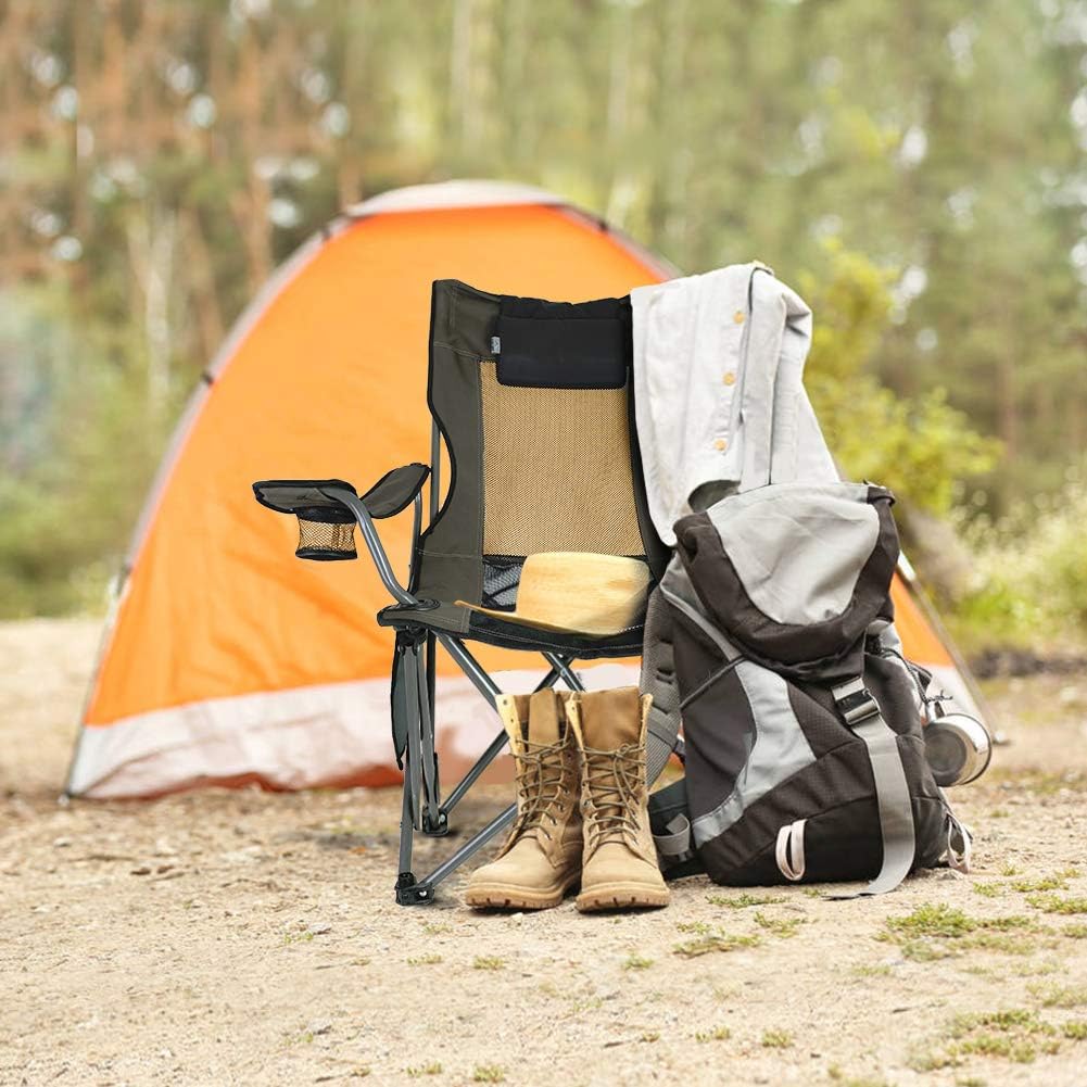 OUTDOOR LIVING SUNTIME Camping Folding Portable Mesh Chair with Removabel Footrest
