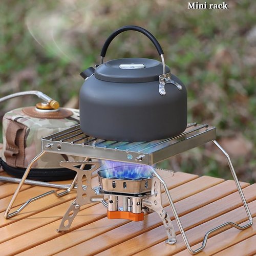 SquEqu Folding Campfire Grill Portable Mini Grate Camping Cookware Pots Stand Bracket for Windproof Camp Gas Stove Camping Fire Split Solid Fuel Alcohol Spirit Burner Outdoor Backpacking Hiking Picnic