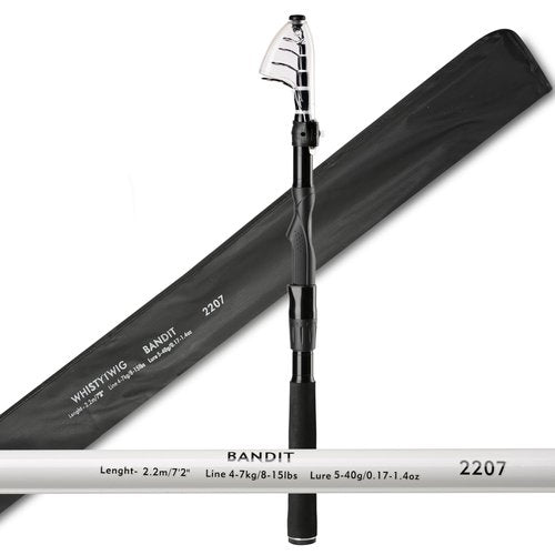 Whistytwig Compact Telescopic Fishing Rod - Versatile Retractable Pole for Fresh & Saltwater, Portable Fishing Rod, Ideal for Travel (Bandit 7'2" Spinning)