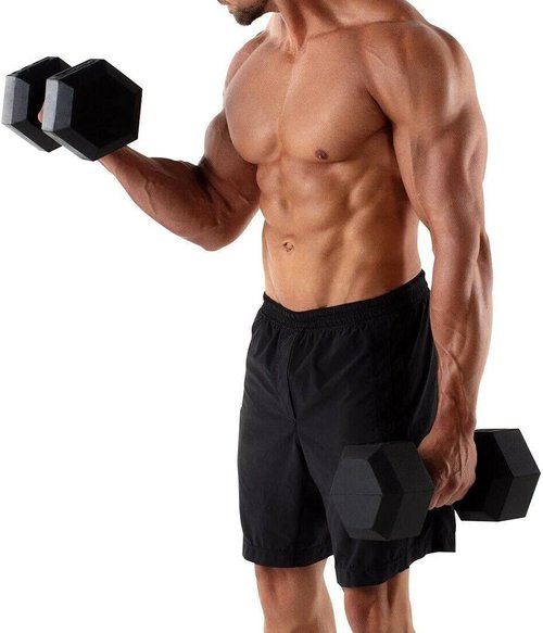 Hex Dumbbells Rubber Coated Cast Iron Hex Black Dumbbell Free Weights for Exercises 17.5 Pounds/Pair