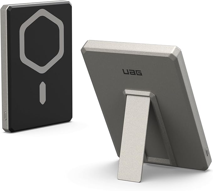 URBAN ARMOR GEAR UAG 5000mAh Power Bank SRGE 20W USB-C Slim Magnetic Wireless Portable Charger Fast Charging Battery Pack w/Kickstand Compatible with iPhone 16, Samsung Galaxy S25, Titanium