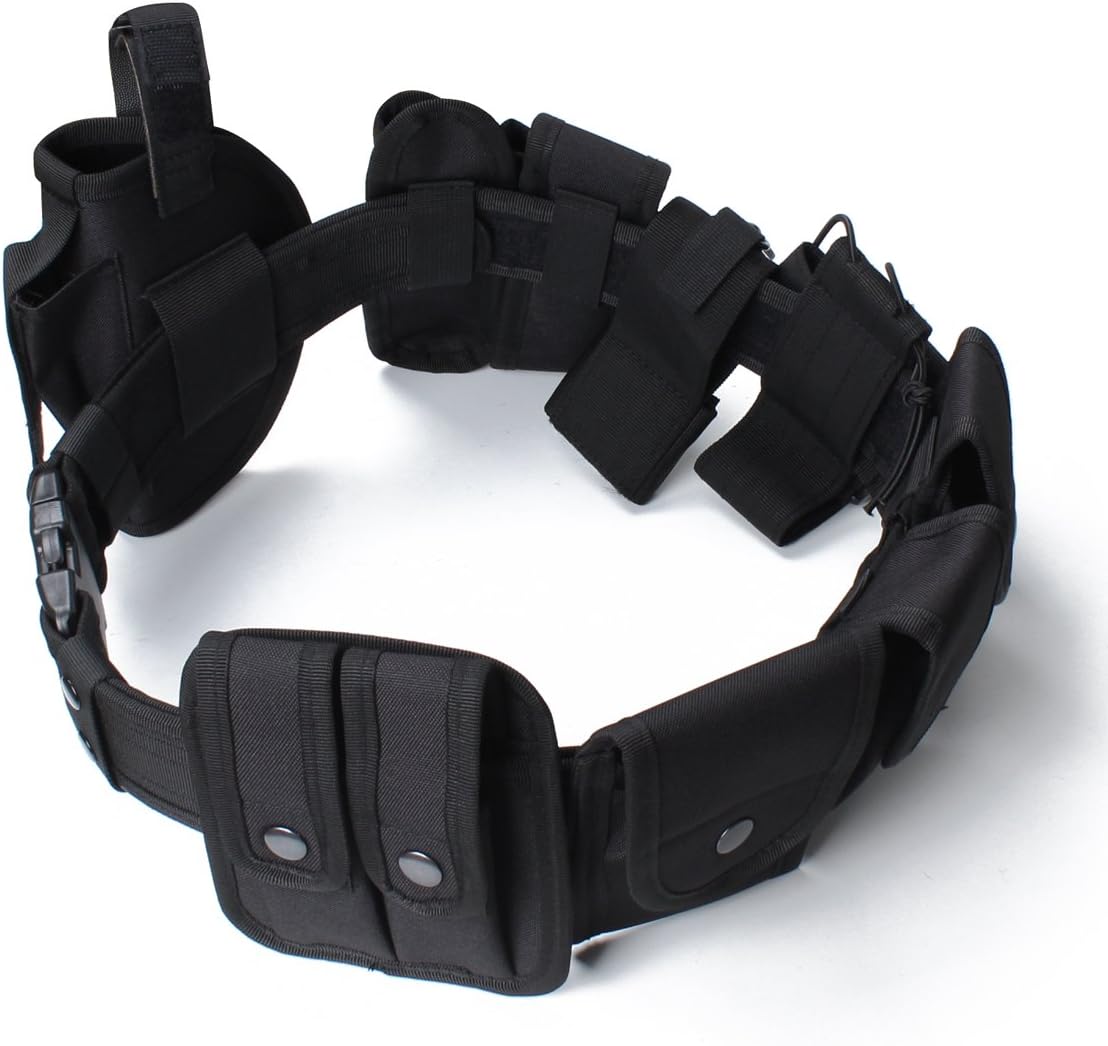Tactical Waist Belt with 10pcs Bags Holster Set Law Enforcement Modular Equipment System Security Military Duty Utility Belt Camping Hunting, Sports and Outdoor