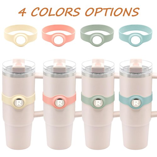 Stanley Customizable Name Ring Silicone Sleeve with A-Z Metal Circular Decoration for Stanley 40oz Tumbler Accessories White