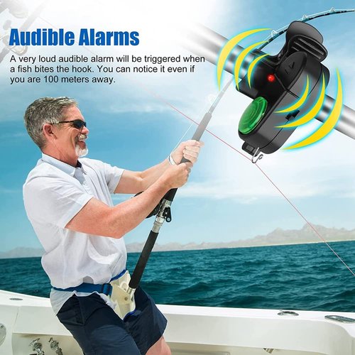 MuNanshan New 4Pcs Fishing Bite Alarm, Sensitive Electronic Fishing Alarms Indicator, Sound Bite Alert Bell with LED Lights