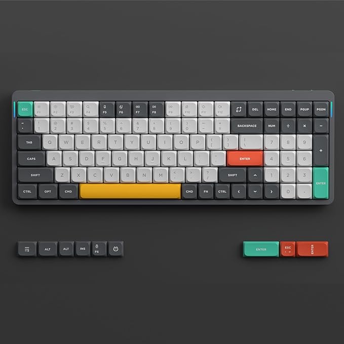 nuphy Air96 V2 Wireless Mechanical Keyboard,100 Keys RGB Backlit Keyboard,Supports Bluetooth 5.1,2.4G and Wired Connection,for PC/Laptop/Windows/Mac -Grey Gateron Aloe Switch