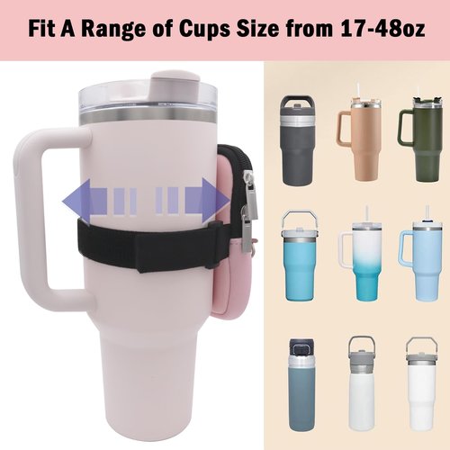 Initial A-Z Water Bottle Pouch for Stanley Cup Gym Tumbler Accessories, Compatible with Stanley Quencher Adventure IceFlow Yeti 40oz 30oz 20oz, Personalized Name ID Pocket for Cash, Phone, Key (E)
