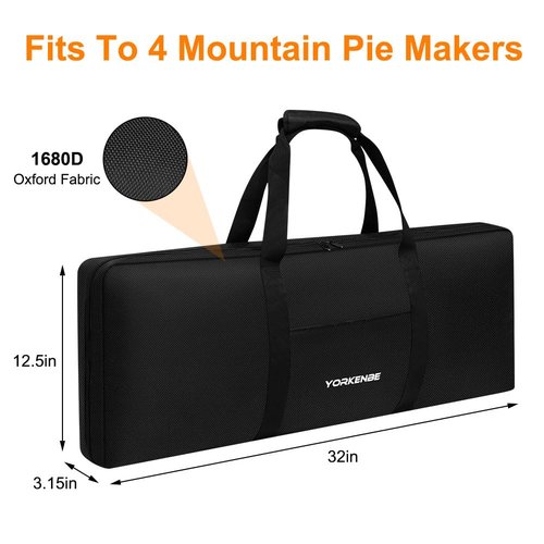Yorkenbe Pie Iron Storage Bag Fits Up to 4 Campfire Pie Irons, 1680D Heavy Duty Water Resistant Pie Maker Case, with Strong Straps and Extra Pocket, Size 32×12in