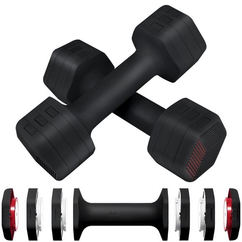 HXD-ERGO Adjustable Dumbbells Set- 2 lb 3lb 4lb 5lb Free Weights Set for Home Gym Equipment Workouts Strength Training for Women, Men（Black）