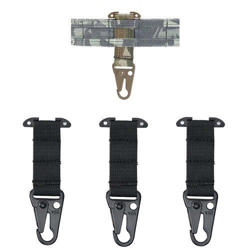 Zamudam T-Mount Molle Webbing Clash Hook Tactical Gear Clip Hanging Carabiner, Outdoor Cummerbund Belt Backpack Vest Metal Hook for Gloves Keychains EDC Accessories (3 Packs Black)