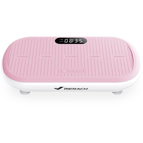 MERACH Vibration Plate Exercise Machine, Vibration Plate 440 Lbs Capacity, Bluetooth and Silicone Pedal, Stimulate Deep Fat, Vibration Plate for Lymphatic Drainage, Vibrating for Weight Loss (Pink)